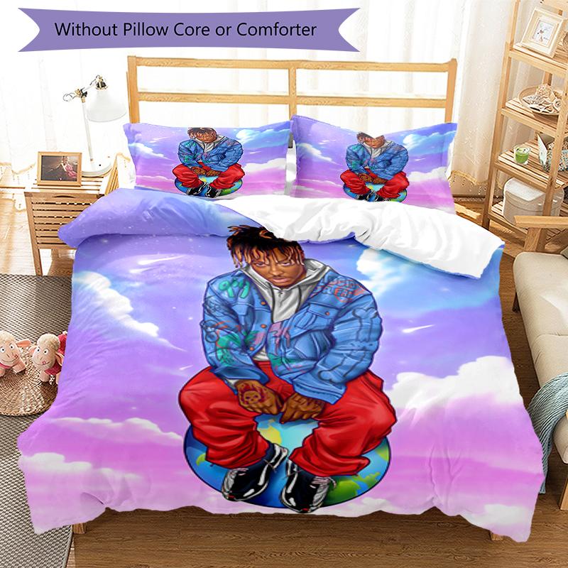 3pcs Juice WRLD1 Pattern Bedding Set Duvet Cover Set Includes Duvet Cover &pillowcases, Perfect All Season Bedroom Decoration & Gift