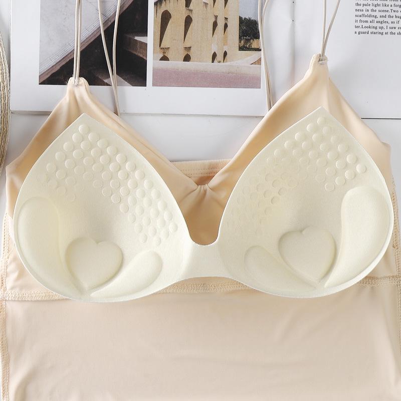 Ice Silk Seamless Padded Tube Top: Thin Straps, Wireless, Women's Sports Bra