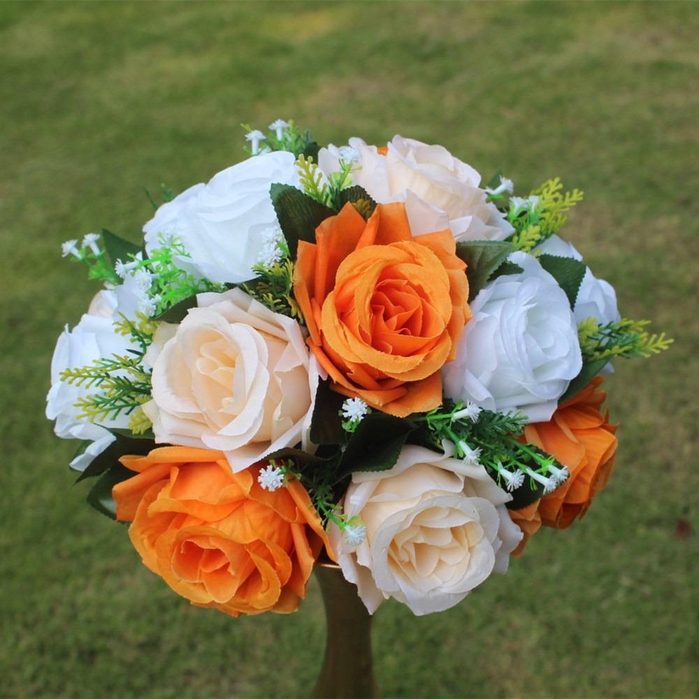 1Pc Outdoor Roman Column Flower Arrangement Pathway Flower Ornaments 15 Rose Green Plants Simulated Flowers, Used for Outdoor Ceremony Decoration