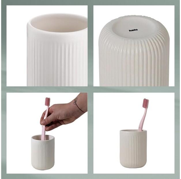 Kela KE23739 Toothbrush Holder, Beige Ceramic
