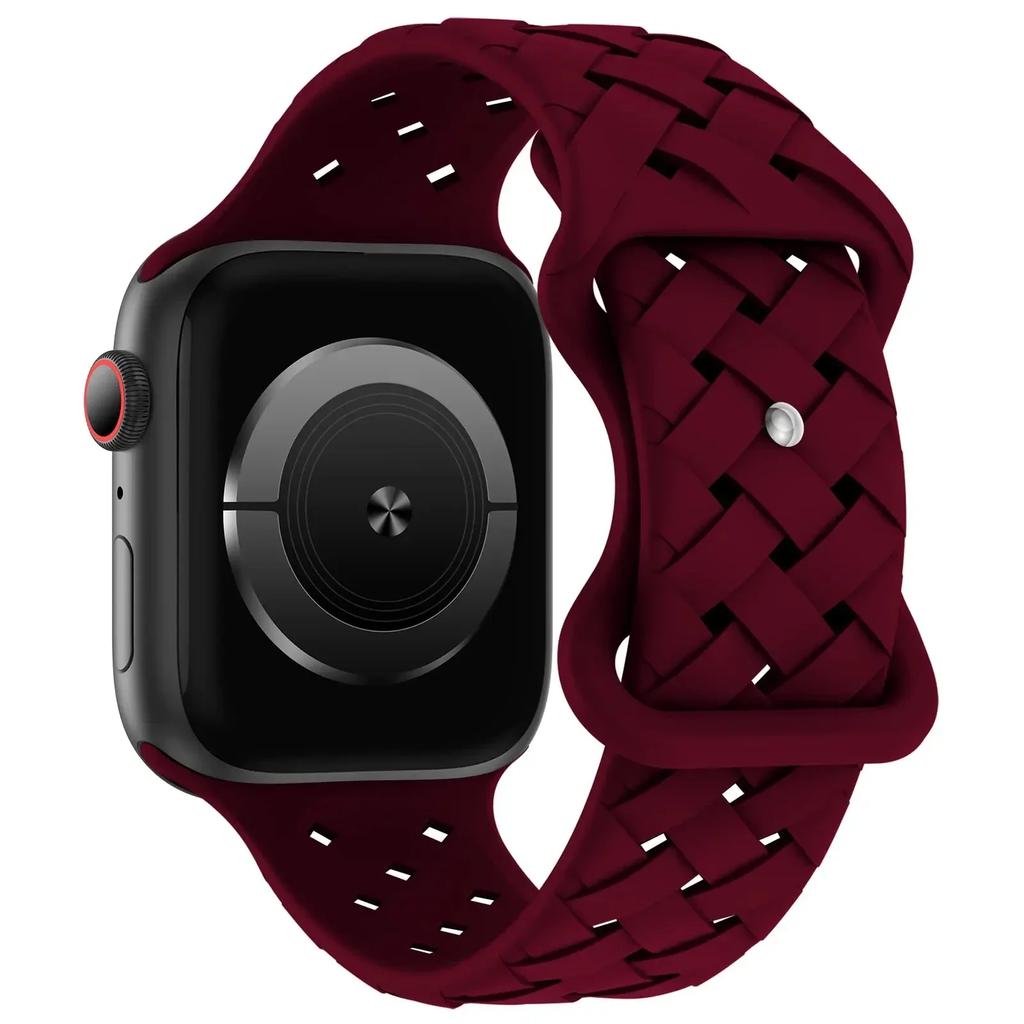 Silicone Strap for Apple Watch Band Ultra 2 49mm 46mm 45mm 44mm 42mm Sport Breathable Bracelet For IWatch Series 10 9 8 7 6 SE 5