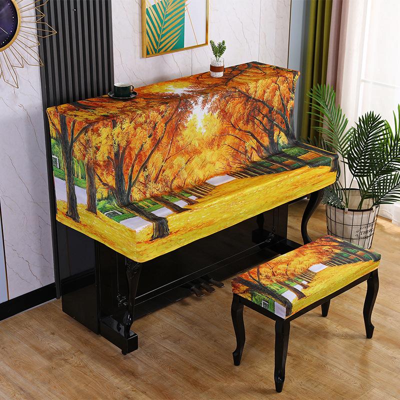 Modern Electric Piano Dust Wipe Minimalist Technology Cloth Stool Cover Print Beautiful Piano Cover for Household Use