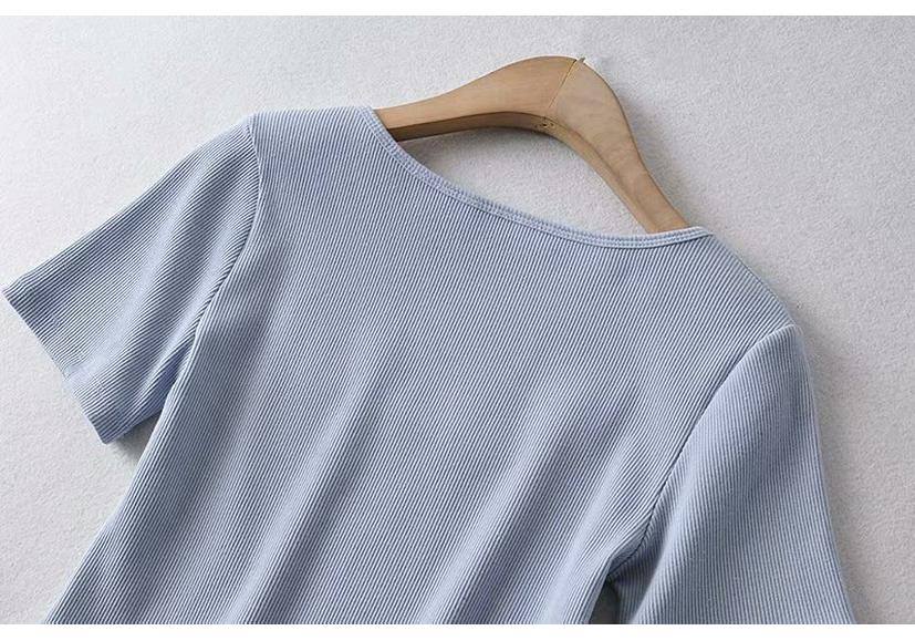 Women's European & American Style Crop Top: Generous Neckline, Tight Short Sleeves, Elastic, Sports Fitness Base Layer T-Shirt.