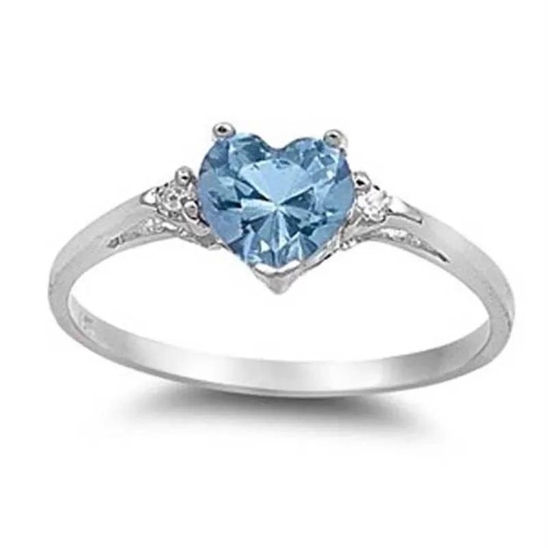 Bridal Wedding Love Water Drop Shining Design French Romantic Horse Eye Blue Zircon Ring Trendy Elegant Jewelry