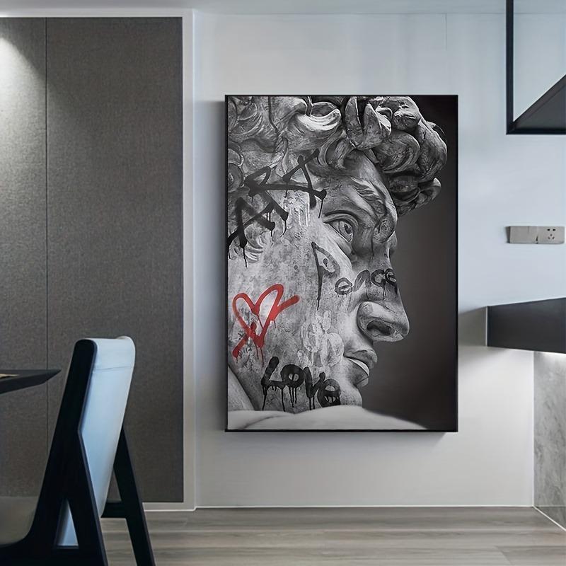Statue of David Graffiti Art Canvas Painting David Head Sculpture Posters and Prints Street Wall Art Pictures for Room Decor