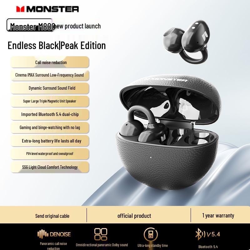 Applicable MONSTER M800 Wireless Bluetooth Noise-Cancelling Open-Ear Stereo Ear Clip Headphones