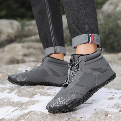 Botas de nieve de terciopelo engrosado para invierno 2025, cálidas y cómodas para hombre, de caña alta, zapatillas de algodón de cinco dedos, zapatos para mujer