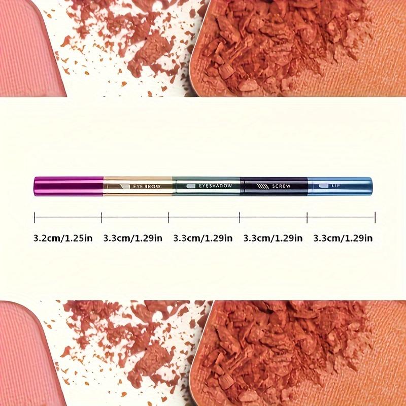 Pensulă de sprâncene patru-în-unu de călătorie, pensulă pentru buze, pensulă pentru gene, pensulă pentru fard de ochi, metalică, portabilă, instrument de machiaj