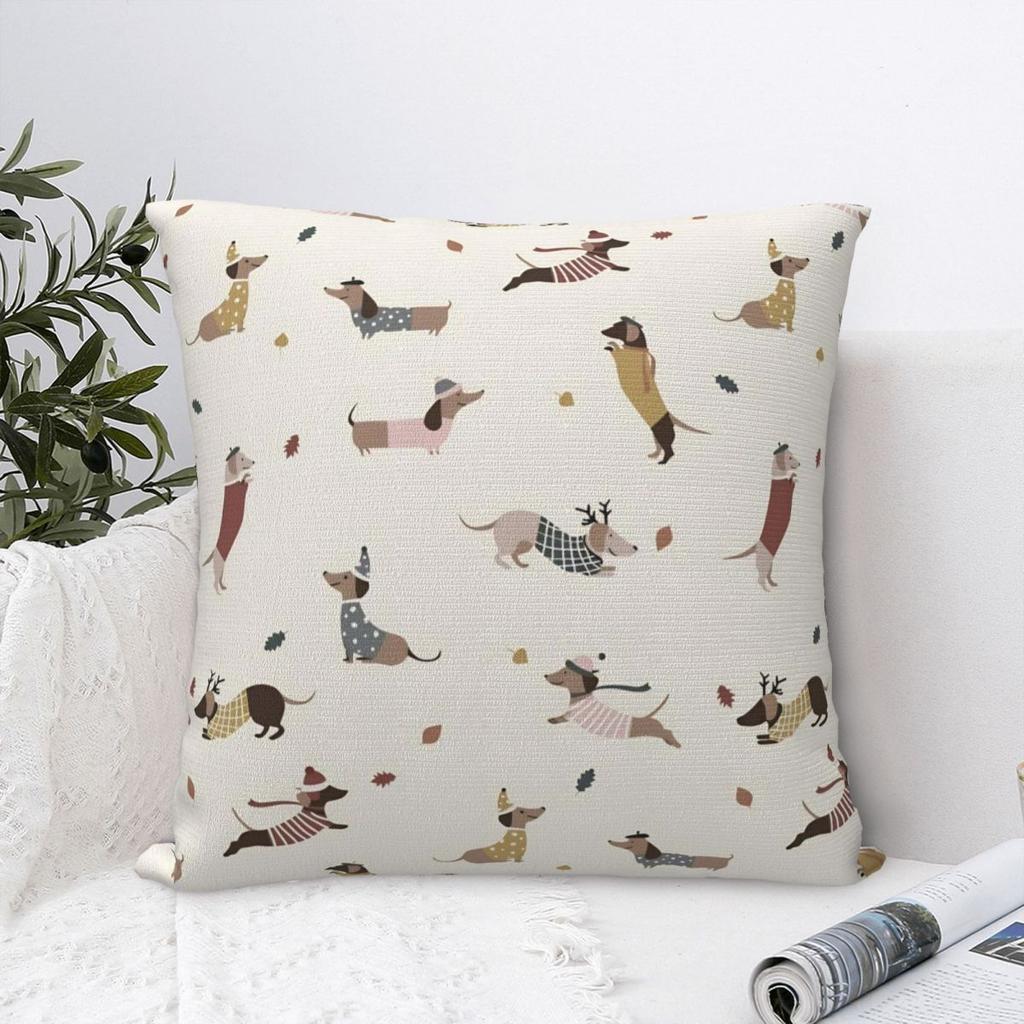 Dachshund Square Pillow Case Dogs Animal Cushion Cover Awesome Zipper Decorative Pillowcase for Car 18x18