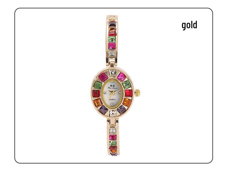 Elegant Petite Ladies' Wristwatch with Inlaid Gemstones