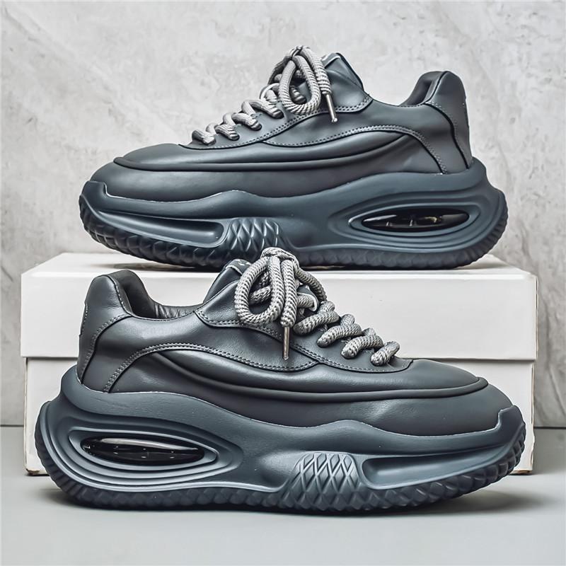 

Мужские кожаные трендовые кроссовки Clunky для активного отдыха, нескользящие, дышащие, повседневные, спортивные кроссовки для бега, удобная рабочая обувь 43 серый