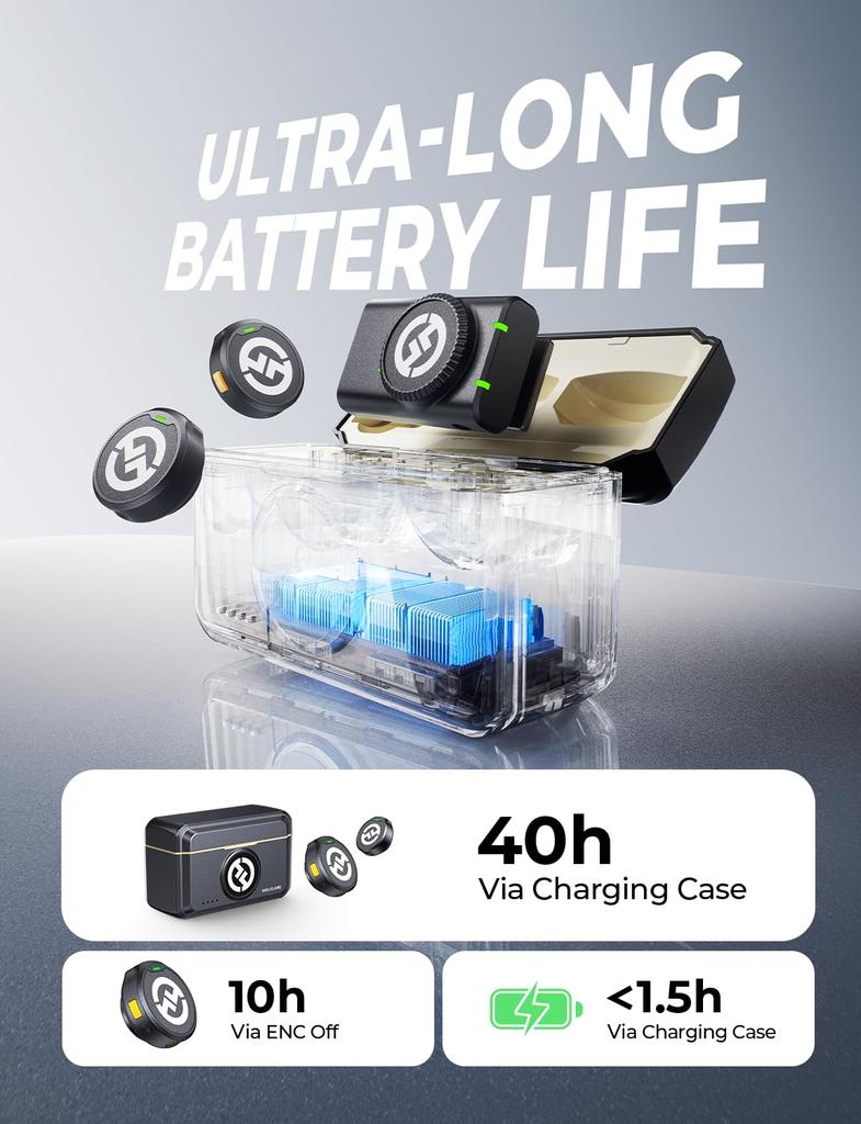 2024 New Lark M2 Camera Wireless Microphone Lapel Microphone Lightweight 9g Camera Compatible Noise Cancelling 300m Transmission Range for Vlogging