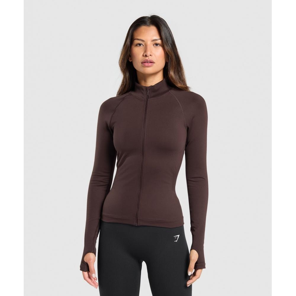 

Gymshark Sweat Seamless Zip Up Jacket Heritage Brown B3a8w Ncnz XS
