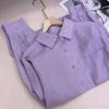 Purple Lapel, Sophisticated Long-sleeve Shirt, Korean Linen Thin Sun-protective Shirt for Women