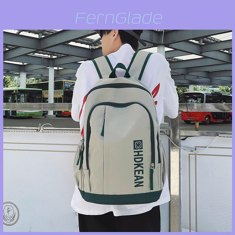 Simple Color Blocked Letter Smiley Face Print Student Large Capacity Backpack For High School Students And Teens