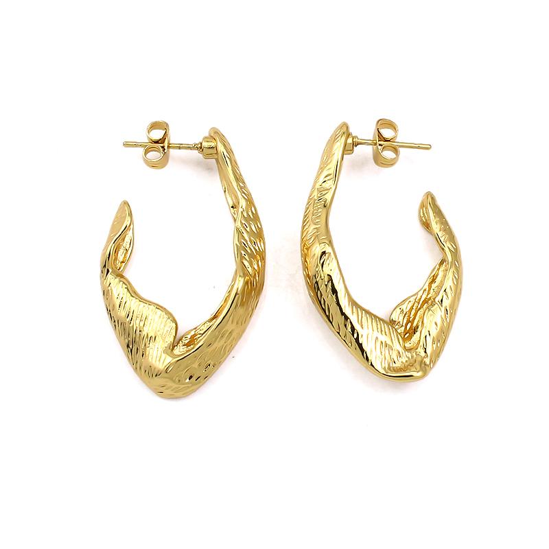 Non Tarnish V Shape Earring Cute Hot Selling Popular Styles Stainless Steel Light Gold Color Earrings Irregular for Women