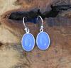 Solid 925 Sterling Silver Blue Chalcedony Oval gemstone Handmade Earrings