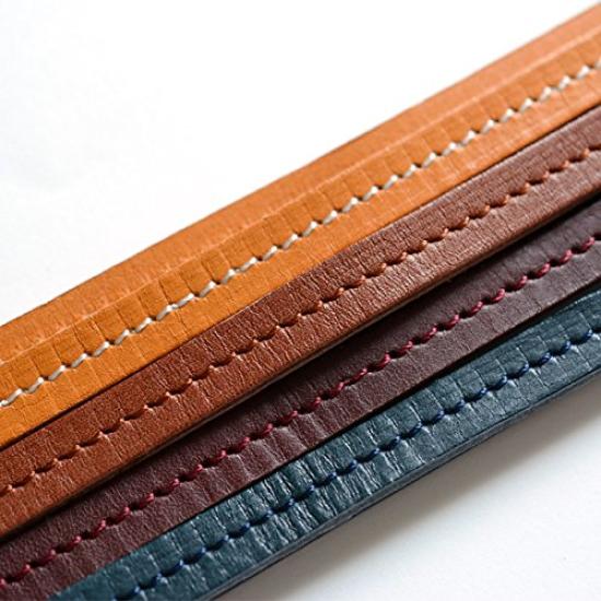 Ausweishülle aus echtem Leder, hergestellt in Japan, mit Hals, 2 Teleskoprollen für mehr Komfort [Endmark], Herrengurt, Taschen, (Grün)