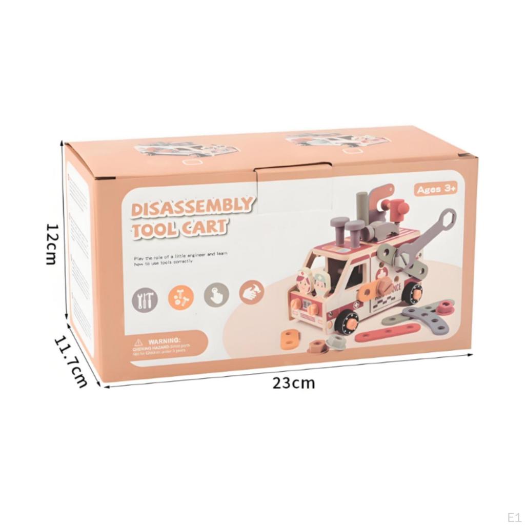 Kids Wooden Truck Tool Set Pretend Play DisassemblyandReassembly for Preschoolers,