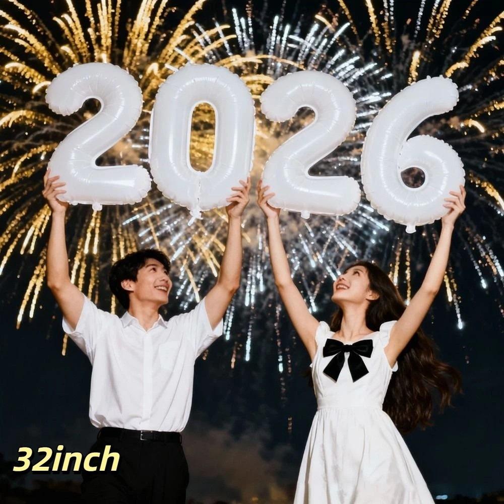 16/32/40inch Alphabet Balloons Lucky Happy New Year 2026 New Year Balloon Holiday Ornaments New Year Decoration