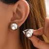 Fashion Half Metal Large Round Stud Earrings for Women Trendy Geometric Smooth Metal Earrings Daily Wear Jewelry Party Gifts