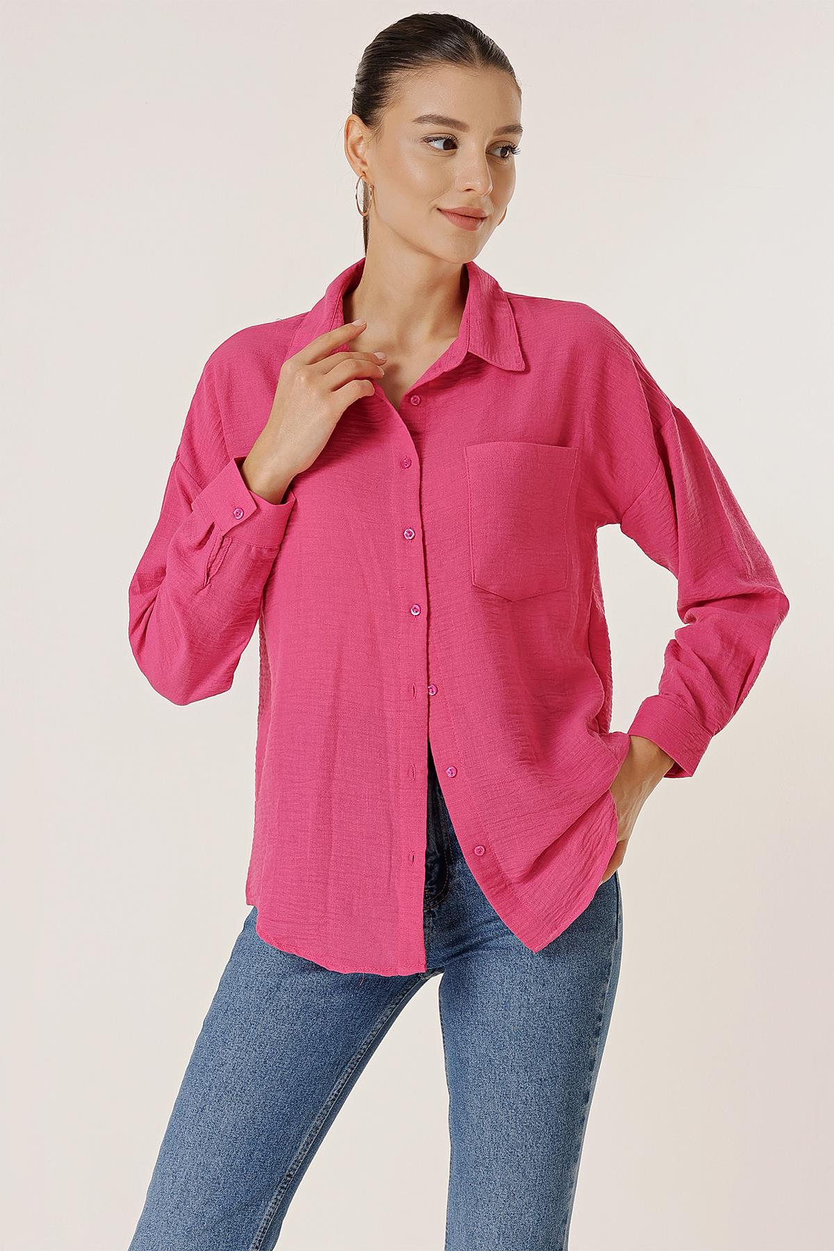 

Льняная рубашка большого размера Seerchi с одним карманом