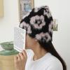 Women's Floral Color Block Cozy Fur Knit Hat