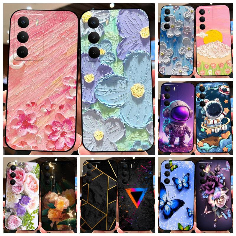 Case For Realme V60 Pro TPU Silicone Black Phone Cover For OPPO Realme 14x 5G Fashion Color Painted Soft Shockproof Coque Bumper