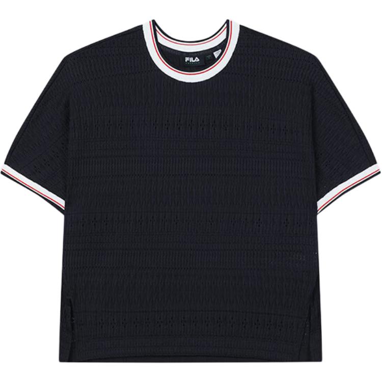 Fila Изумрудный принт букв Мягкий Удобный Свободный Вязаный комплект из двух частей с коротким рукавом Женские топы Легендарно-синий F11W434106F-NV L 10360₽