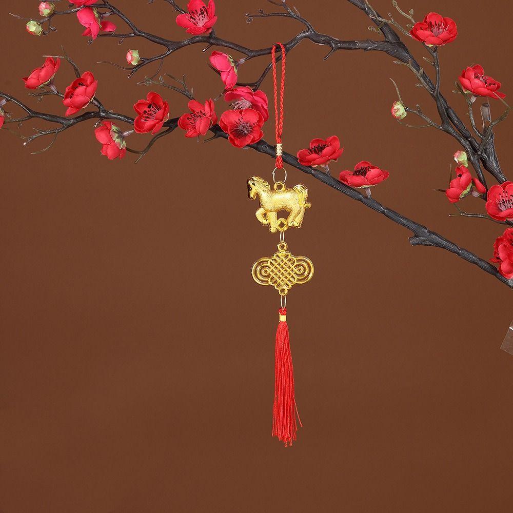 Red Gold Color Spring Festival Pendant Plastic with Tassel Horse Year Pendant Traditional Year of The Horse