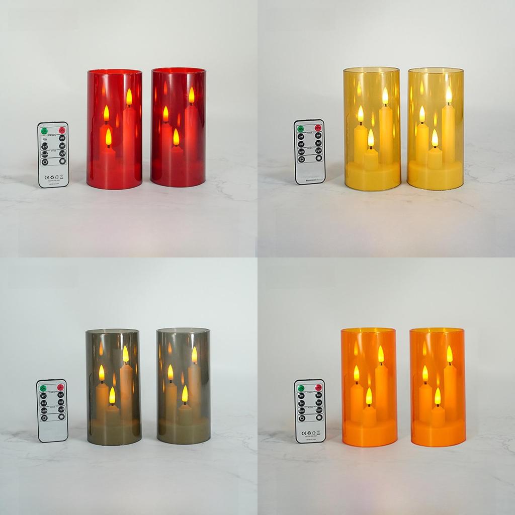 Led Acrylic Candle Set With Remote Control For Wedding Party Event Decor