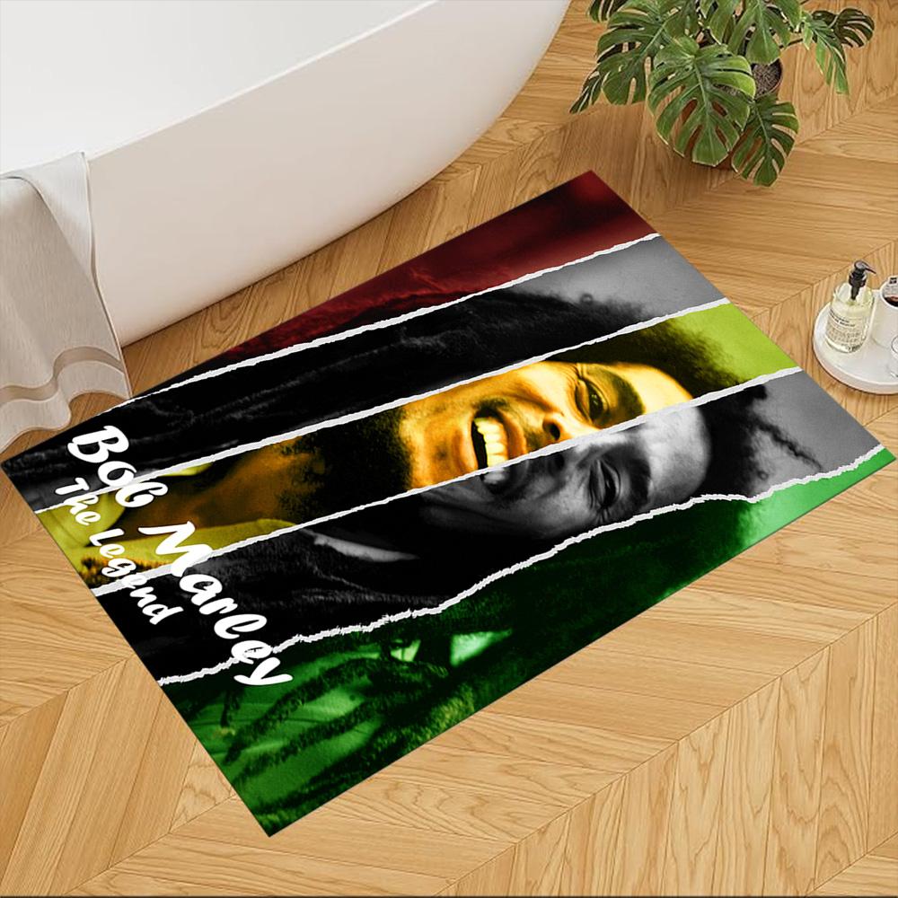 Bob Marley Floor Mat Suitable for Living Rooms Balcony Entryway Playrooms Anti-slip Rug Anime Office Decor Best for Christmas