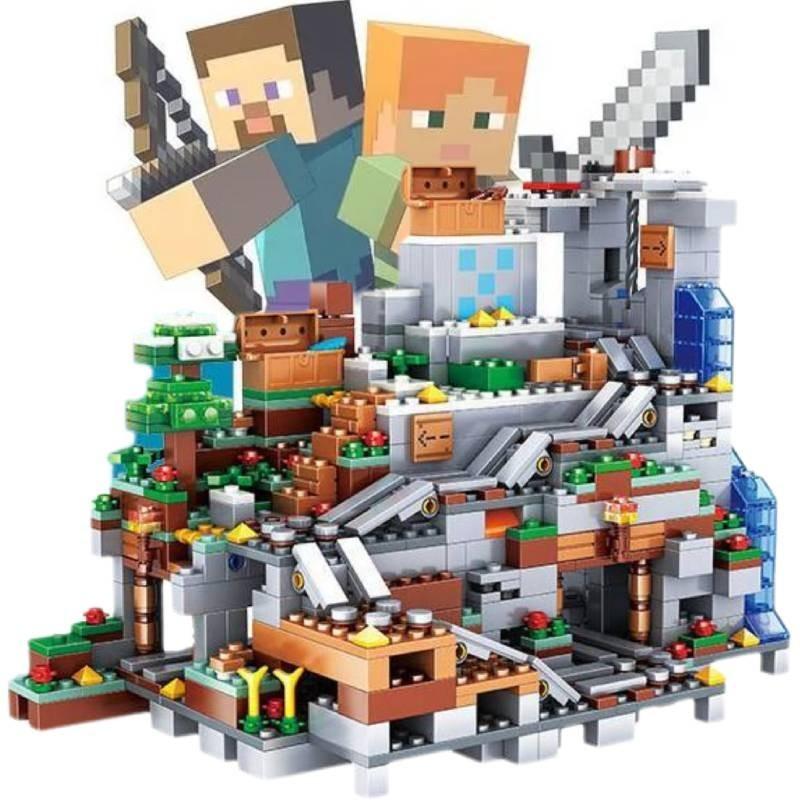 Mattoncini in Plastica ABS Modello Villaggio di Montagna Il Mio Mondo Puzzle per Bambini Assemblaggio Giocattolo per Ragazzo
