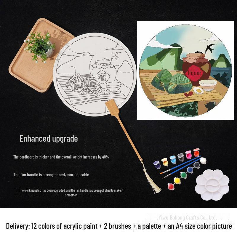Thickened Rice Paper Round Fan for Chinese Watercolor & Calligraphy: DIY Ancient Ink Painting Kit