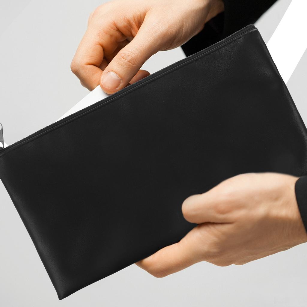 2Pcs Money Bag PU Textured Finish Heavy-Duty Zipper Cash Pouch for Checks Receipts Coins Travel Wallet Purse