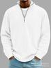 Men's Corduroy Long Sleeve Polo Sweatshirt Stand Collar Zip Neck Vintage Casual Top