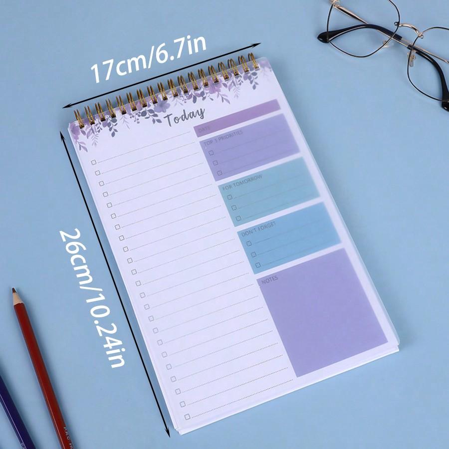 

52-страничный недатированный блокнот для списка дел — отрывной планировщик задач премиум-класса для работы, дома и школы, ежедневник, ориентированный на достижение целей leaf purple
