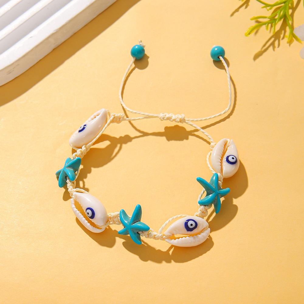 New jewelry, summer beach vacation wind bracelet, shell imitation pearl bracelet, gravel beaded bracelet.