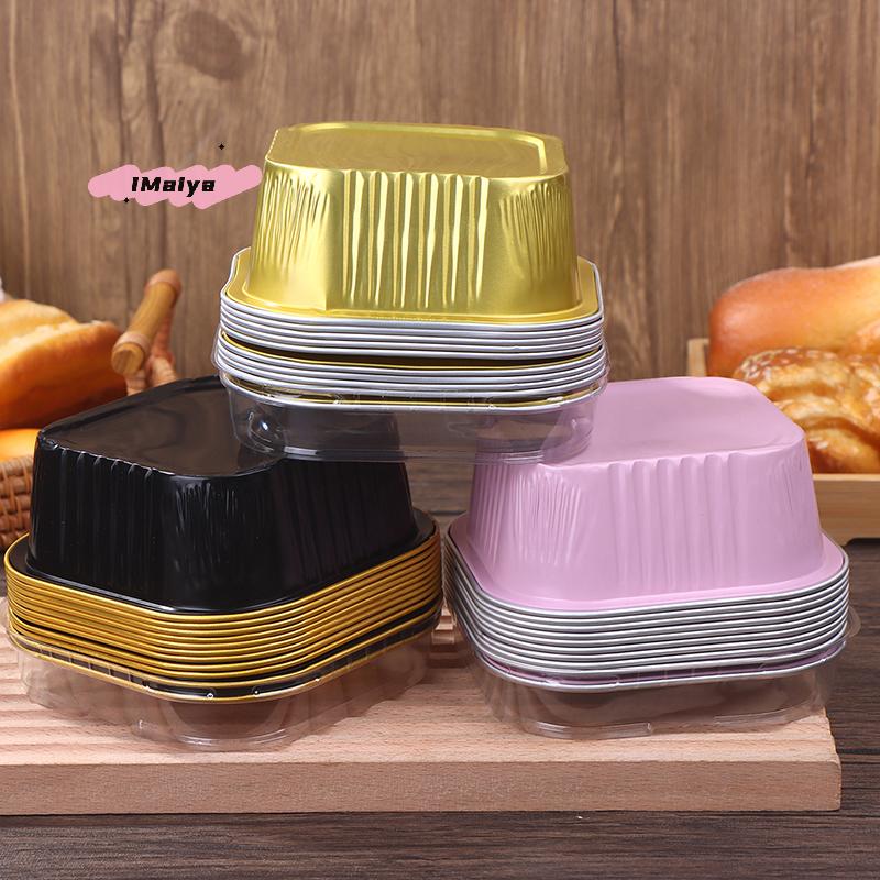 10Pcs Aluminum Foil Cake Pans 325ml with Lids Heat-Resistant Baking Cups Liners Kitchen Baking Tools