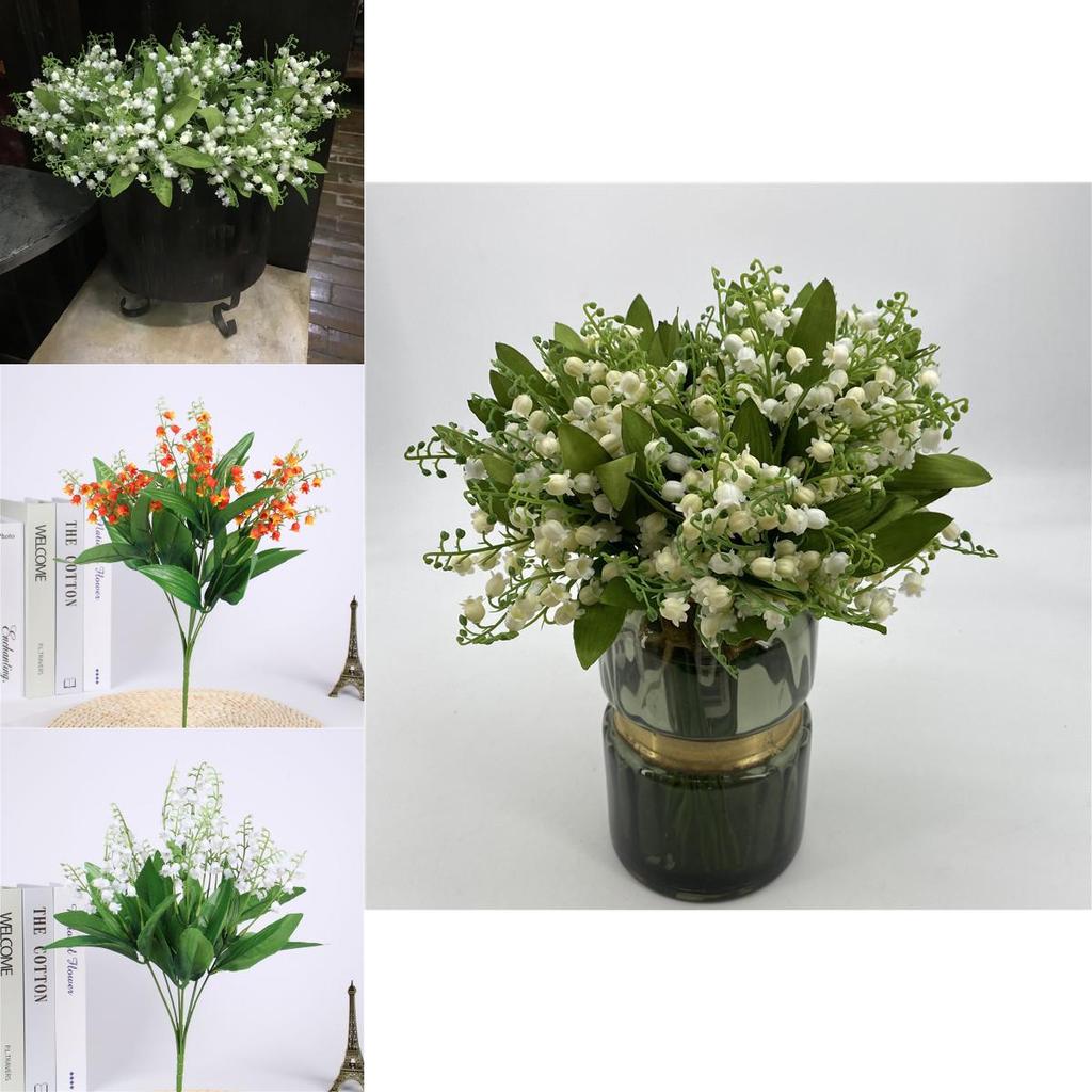 Beautifully Crafted 7 Branch Fake Lily Of The Valley Bouquet For Luxurious Event Decoration