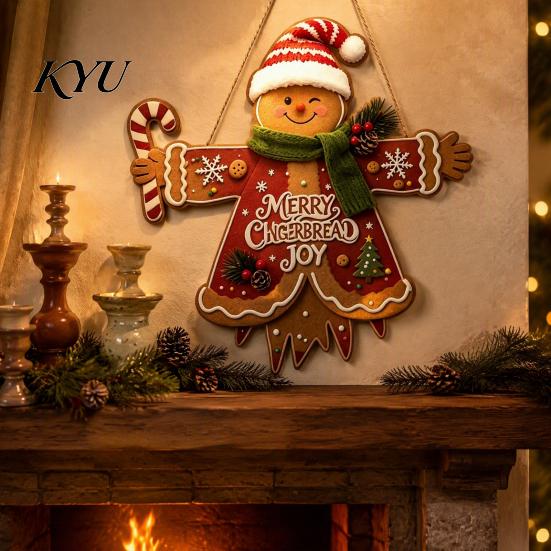 Festive Porch Signs Wooden Christmas Hanging Pendant, Cartoon Welcome Sign for Front Door, Snowman Wall Art Decor with Cute Snowman/Bear/Penguin/Cat