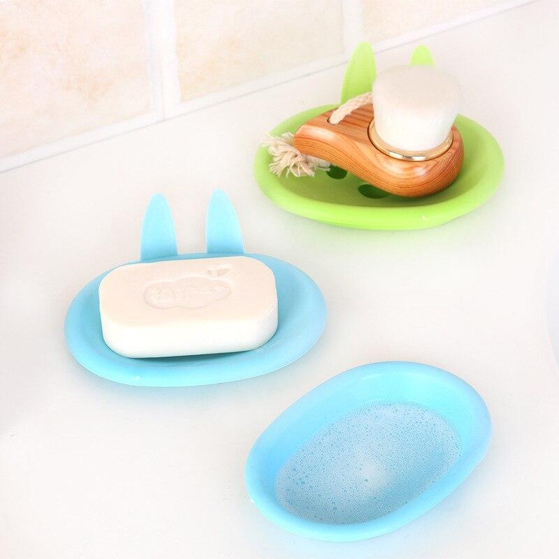 Cute Bunny Soap Box Cartoon Smiley Soap Holder Box Double Layer Bathroom Soap Holder Dish Storage Plate Tray Home Shower Supplie