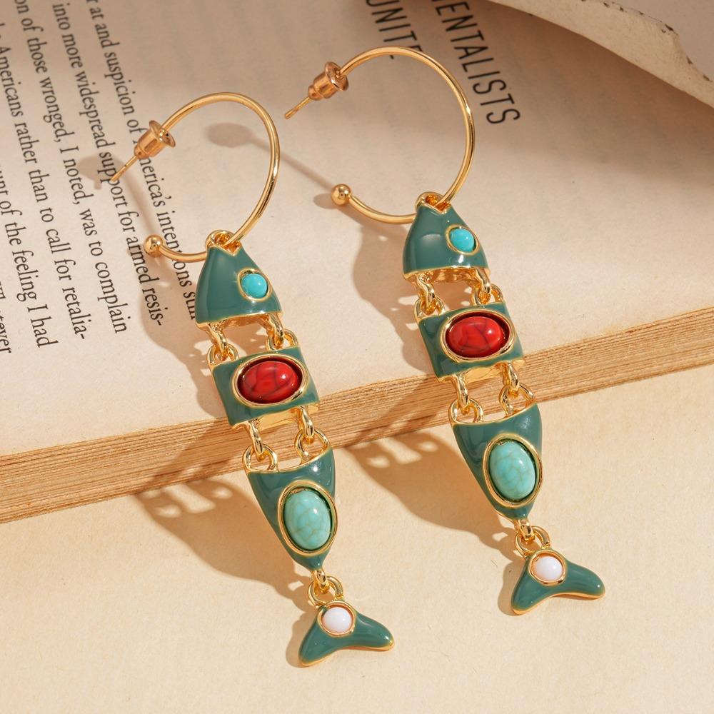 Gothic Ethnic Style Earrings Exaggerate Enamel Dangle Earrings Little Fish Earrings  Lady