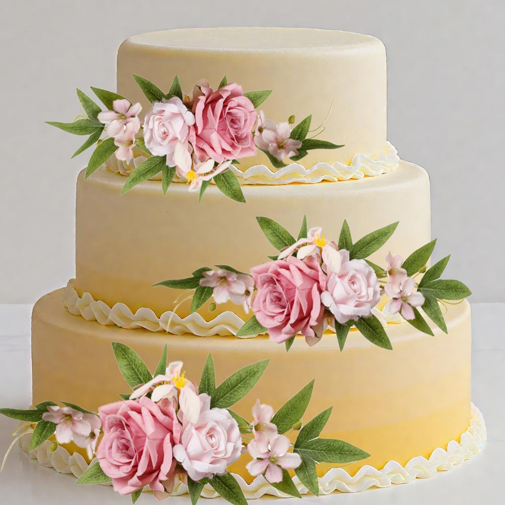 1Pc Artificial Rose Cluster Decoration Wedding Bridal Birthday Party Cake Table Flower for Outdoor Patio Garden Wedding Party Decoration