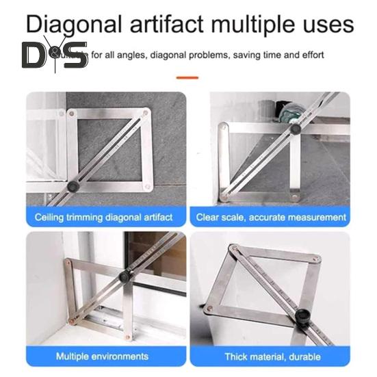 Eckwinkelsucher mit Skalen, hochpräzise, multifunktionale Diagonalwinkellehre aus Aluminiumlegierung, Winkelmesser, Winkelmesswerkzeuge für die Holzbearbeitung