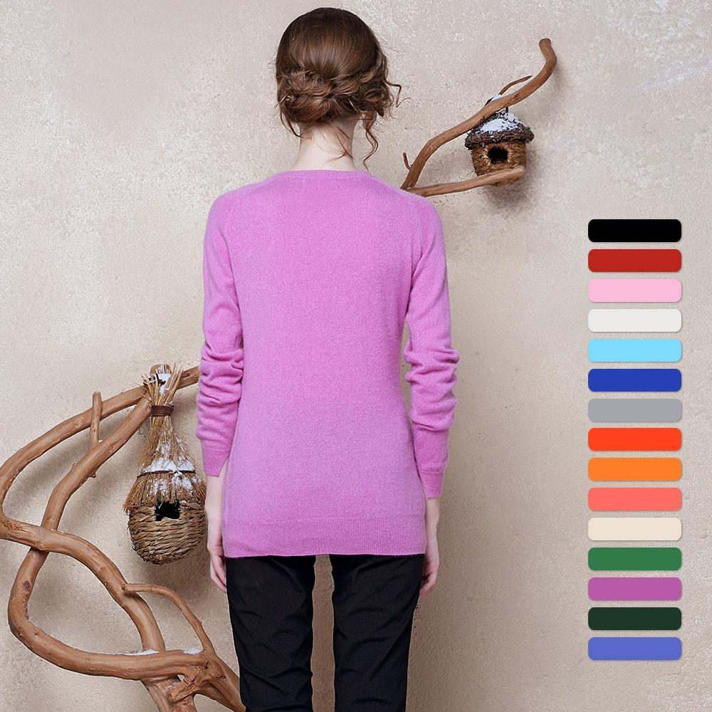 Dámský kašmírový svetr s kulatým výstřihem pro teplo a pohodlí pletený svetr s dlouhým rukávem
