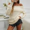 Women Knit Casual Solid Color Pullover One Shoulder Sweater