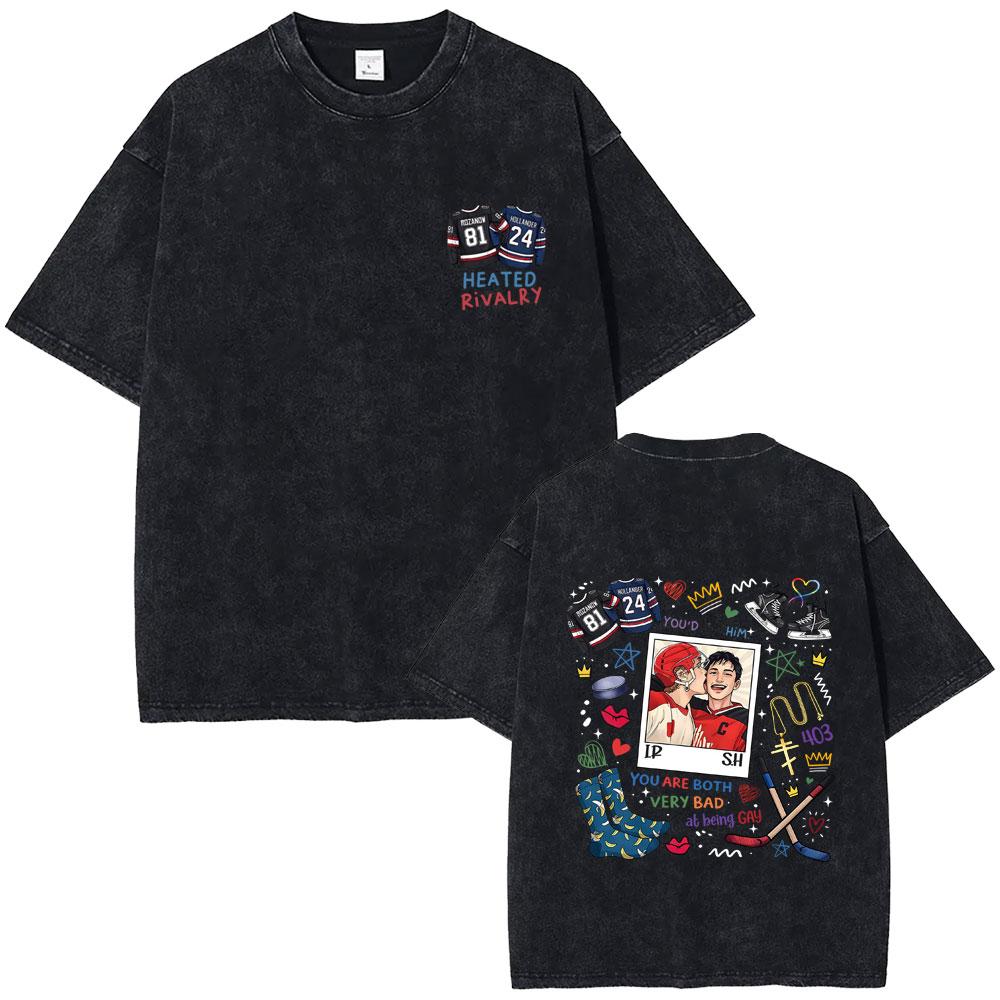 Heated Rivalry Heated All The Time Vintage Washed Tshirt Men Women Fashion Oversized Short Sleeve Tees Male Cotton T Shirt