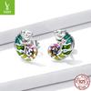 Platinum-Plated Chameleon Stud Earrings For Men And Women, Cute Animals S925 Silver Body Earrings Bse587