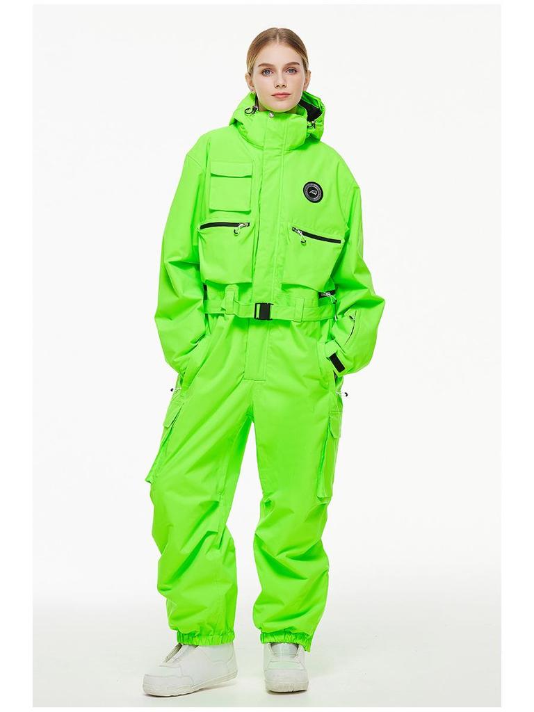Unisex Waterproof One-Piece Ski Suit, Loose Fit, American-Style, Warm for 24-25 Snow Season